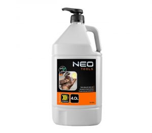 Gelová pasta na mytí rukou s pumpičkou značky NEO TOOLS se používá k odstraňování odolných a velmi odolných skvrn.