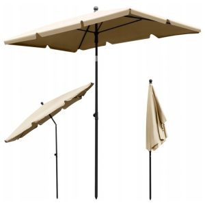 Zahradní slunečník - deštník obdélníkový 130x200cm | béžový má velkou stříšku 1,3x2m, díky čemuž poskytuje velmi dobrou ochranu.