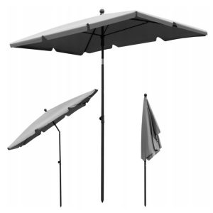 Zahradní slunečník – deštník obdélníkový 130x200cm | šedý má velkou stříšku 1,3x2m, díky čemuž poskytuje velmi dobrou ochranu.