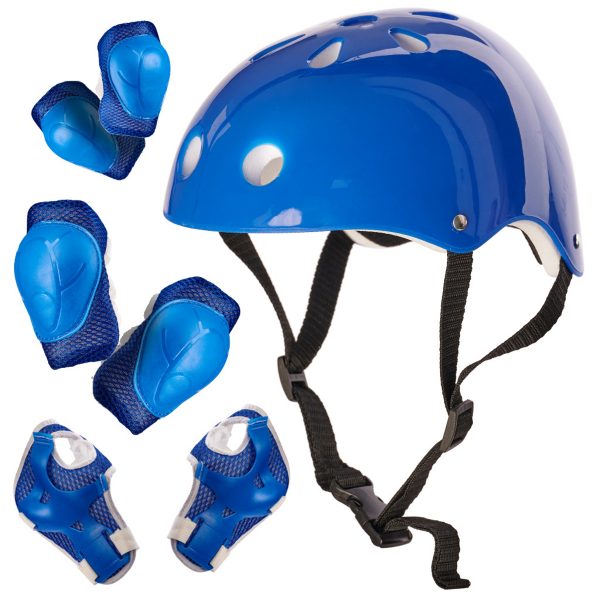 Dětské chrániče s přilbou | modré - ochrání vaše dítě před jakýmikoli tělesnými zraněními, která mohou nastat při pádu.