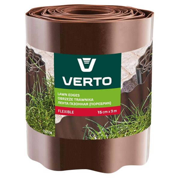 Obruba / okraj trávníku 15cm x 9m hnědá VERTO | 15G514 - praktická a estetická úprava domácích trávníků a zahrad.