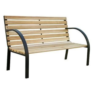 Zahradní dřevěná lavička EVERILD | 125x55x75 cm je vyrobena ze dřeva a kovu. Je ideálním doplňkem pro posezení v zahradě.