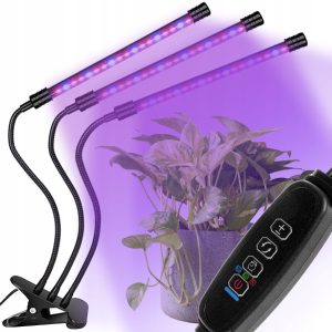 3x lampa pro pěstování a růst rostlin 60 LED + dálkové a časovač - vyzařuje 630nm (červené světlo) a 470nm (modré světlo) a fialové světlo.