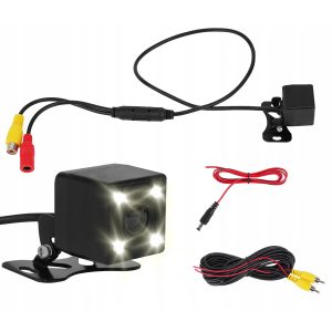 Couvací kamera do auta LED IR - díky 4 LED diodám na kameře dokáže pracovat v nočním režimu. Dosah LED je až 3m. Pozorovací úhel 170°.