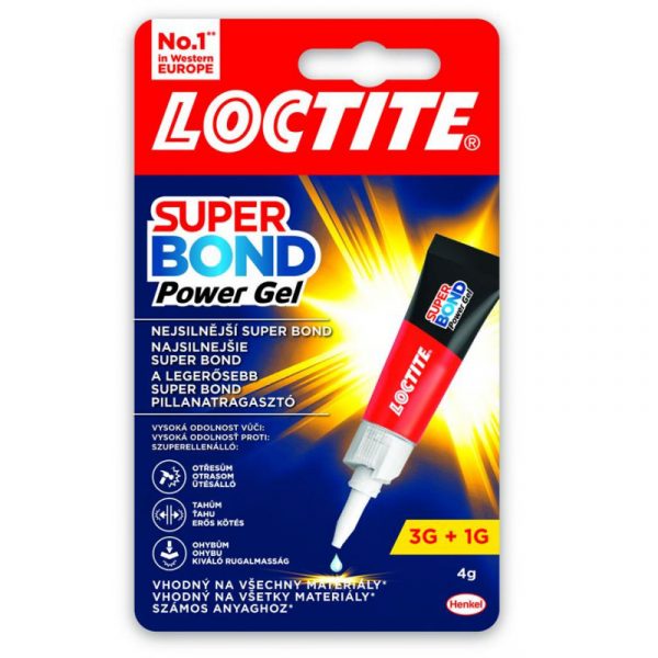Lepidlo Loctite Super Bond Power Gel - 4 g - s vysokou odolností vůči otřesům, tahu a ohybům, odolává extrémním podmínkám.