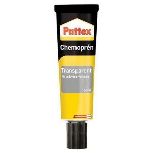 Lepidlo Pattex Chemoprén Transparent 50ml - pro lepení transparentních materiálů a všude, kde se vyžaduje průhledný lepený spoj.