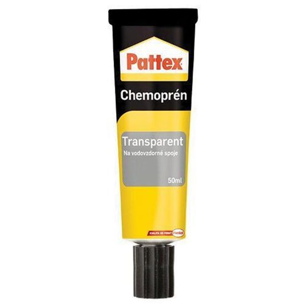 Lepidlo Pattex Chemoprén Transparent 50ml - pro lepení transparentních materiálů a všude, kde se vyžaduje průhledný lepený spoj.