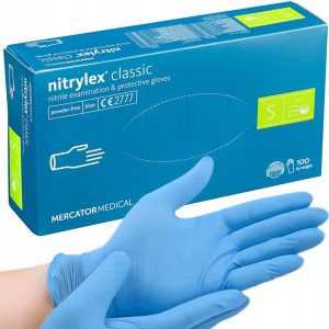 Nitrilové rukavice vel. S 100ks | modré - určeno pro různé aplikace: medicína, gastronomie, automobilový průmysl, čištění a jiné.