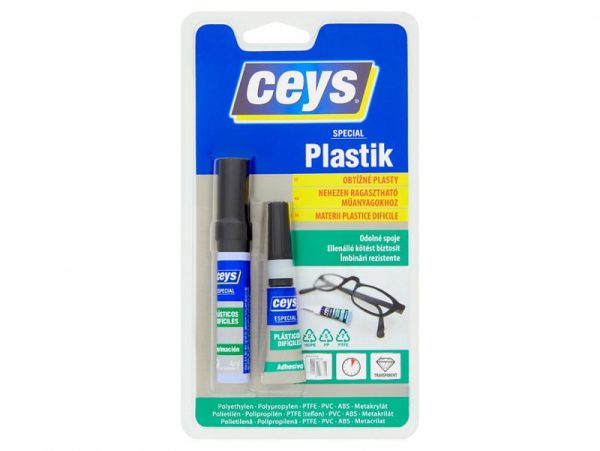 Sekundové lepidlo Ceys SPECIAL PLASTIK - 3 g + 4 ml