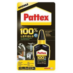 Univerzální lepidlo Pattex 100% 50g - vysoká konečná pevnost, pružnost a vynikající odolnost spoje. Výrobce: Pattex.