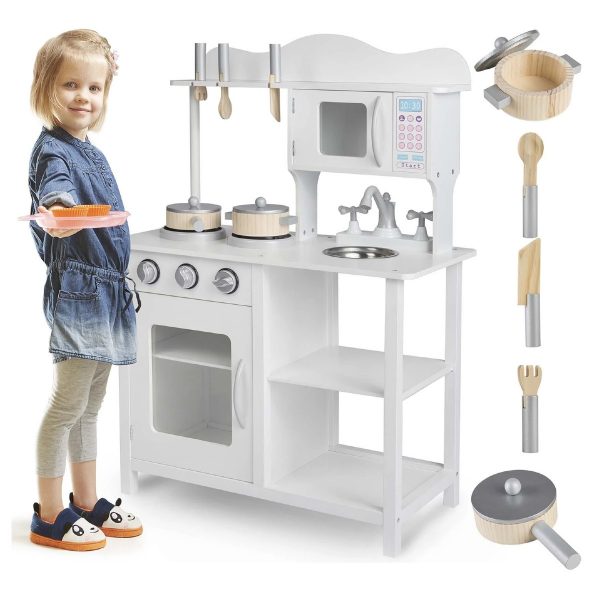 Dětská dřevěná kuchyňka 60 x 85 cm bílá
