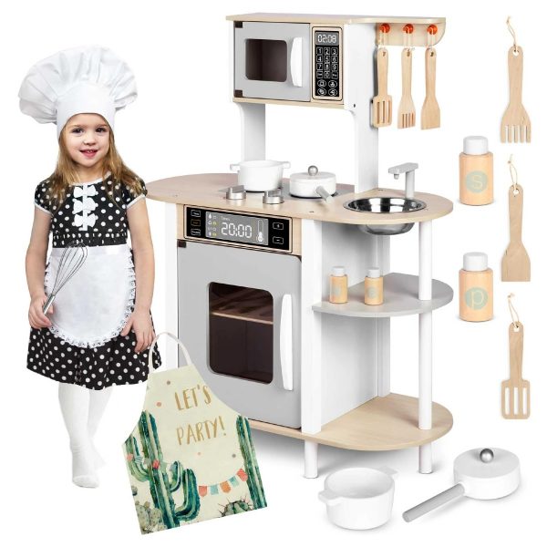 Dětská dřevěná kuchyňka + zástěra bílá
