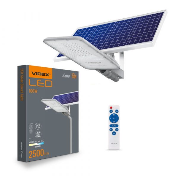 LED solární lampa 2500lm + dálkové ovládání - autonomní solární systém je určen k osvětlení parkových chodníků, chodníků, dvorů, silnic.