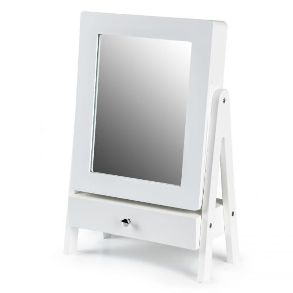 Toaletní kosmetický stolek s velkým zrcadlem | bílý
