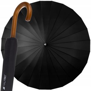 Velký deštník 145cm XXL | černý - bez problémů pojme dvě nebo i tři osoby. Pevný deštník, který si zachová svůj tvar i při silném větru.