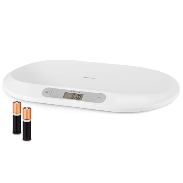 Digitální váha pro miminka BW-141 | bílá - dětská váha pro batolata má velký, čitelný LCD displej. Vysoká přesnost měření: až 0,01 kg.