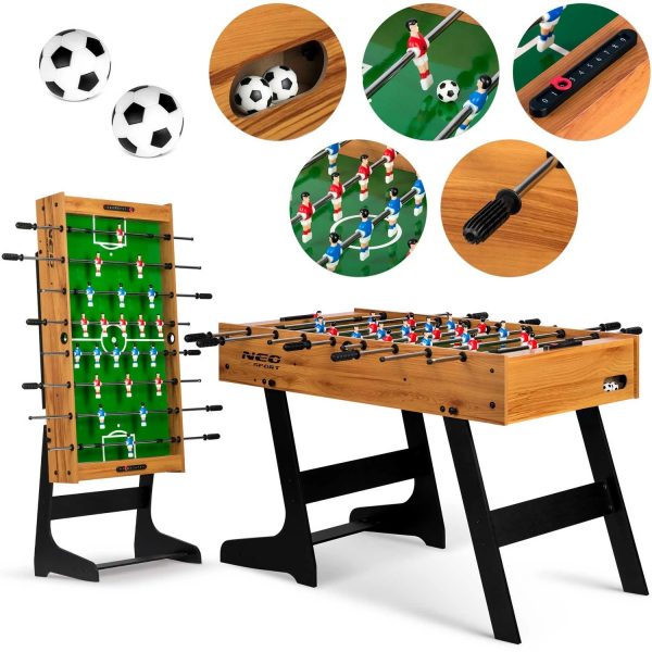 Dřevěný stolní fotbal 121x61x80 cm | NS-803 - velmi stabilní stůl se zesílenou konstrukcí. Sada obsahuje 2 míčky. Plný počet hráčů.