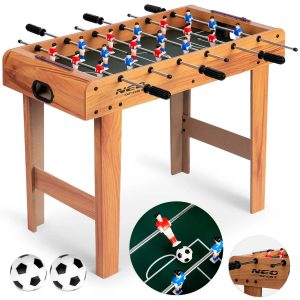 Dřevěný stolní fotbal 70x37x62cm | NS-802 - skvělé, dobře vyvážené míče zvýší komfort hry. 18 barevných hráčů.