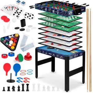 Multifunkční hrací stůl 12v1 106x59x90 cm | NS-801 černý - obsahuje až 12 her. Kompletní sada příslušenství pro hry. Vyměnitelné herní desky.