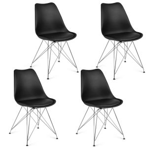 Skandinávské jídelní židle Kapra - černé 4ks - dobře poslouží v obývacím pokoji, dětském pokoji nebo v kuchyni. Vhodné i do kavárny či restaurace.