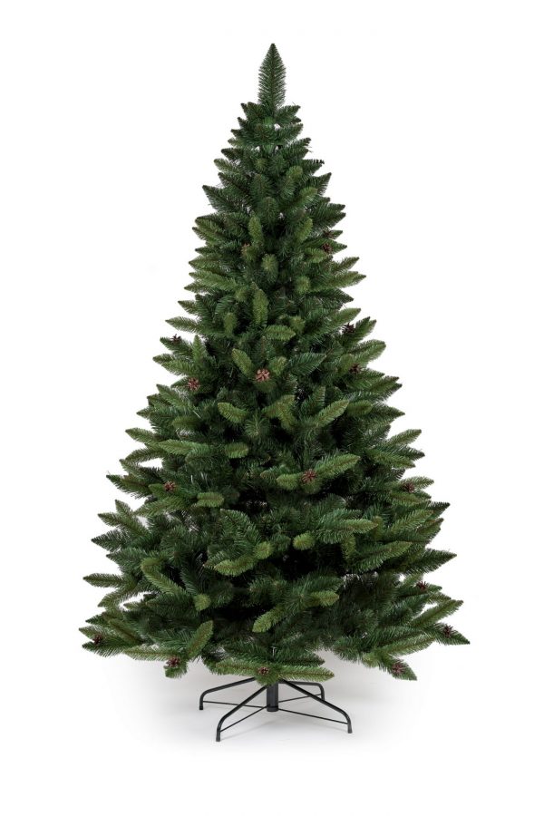 Umělý vánoční stromeček se šiškami PREMIUM | 1.6m - větvičky jsou vyrobeny z kvalitního PVC materiálu. Stromeček se vyznačuje hustou korunou.