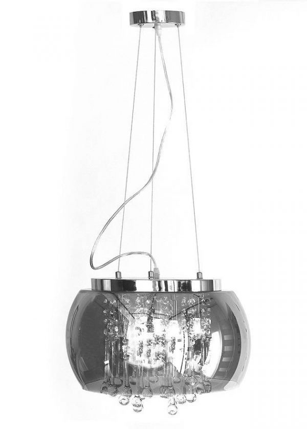 LED stropní svítidlo / lustr 40cm | CH085 5xMAX40W - lampa ze stříbrného skla s efektem kapek vody. Závěsné svítidlo ve stylu LOFT.