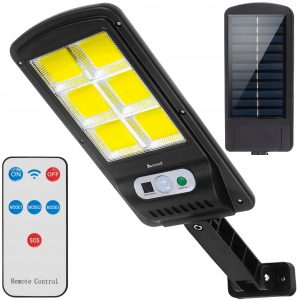 Solární LED světlo se senzorem pohybu + dálkové ovládání 120 LED - solární lampa 4 má provozní režimy. Svítilna je vodotěsná.