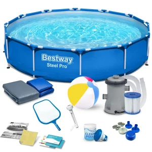 Bazén 15v1, 366 x 76 cm Bestway® Steel Pro™ | 56681 obsahuje kromě bazénu 15 dalších praktických doplňků, které k němu neodmyslitelně patří.