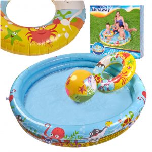 Dětský bazének s příslušenstvím, 122 cm | BCX5894 + plážový míč + kolo na plavání = fantastická souprava na vodní hry.