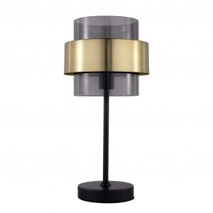 Stolní lampa, kouřovo-zlatá, Miele | LP-866/1T BK dokonale osvětlí potřebný prostor, například v kanceláři. Toto osvětlení je vyrobeno z kovu a skla.