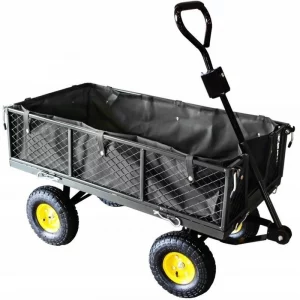 Zahradní přepravní vozík, černý, 120 l, Gardenline | WOZ6858 vyroben z odolných materiálů Určen pro přepravu lehkých a těžkých břemen do 450 kg,