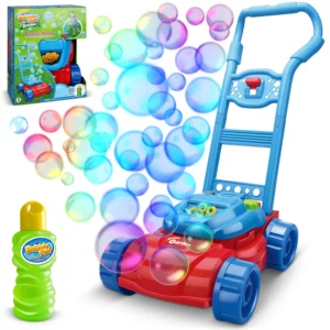 Dětská sekačka s bublifukem, modro-červená | + náplň, množství bublin je tak velké, že vaše dítě bude nadšené.