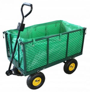 Zahradní přepravní vozík, zelený, 300 kg, Gardenline | WOZ0108G, vyroben z odolných materiálů. Určeno pro přepravu lehkých a těžkých břemen do 450 kg.