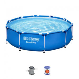 Bazén Bestway Steel Pro, 56679, filtr, pumpa, 3,05x0,76 m, kruhový tvar přináší jednoduché sestavení, větší stabilitu a menší plýtvání místem.