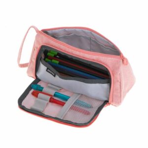 Dvojitý školní penál, růžový | 22 cm x 7 cm x 10 cm, pomůže zorganizovat všechny psací potřeby, kosmetiku nebo jiné drobnosti do kabelky nebo batohu.