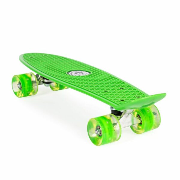 Penny board se svítícími LED kolečky | zelený, rozvíjí práci všech svalových skupin a především vás naučí balancovat a udržovat rovnováhu.