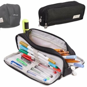 Trojitý školní penál, 3v1, černý | 22cm x 5cm x 9cm, pomůže zorganizovat všechny psací potřeby, kosmetiku nebo jiné drobnosti do kabelky nebo batohu.