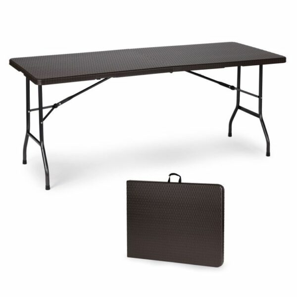 Zahradní cateringový stůl, rozkládací, ratanový | 180 cm - Image 7