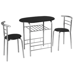 Jídelní set pro 2 osoby, černá | stůl + židle, dokonale zapadne do vaší domácnosti. Dřevěný kulatý stůl a 2 židle lze snadno poskládat