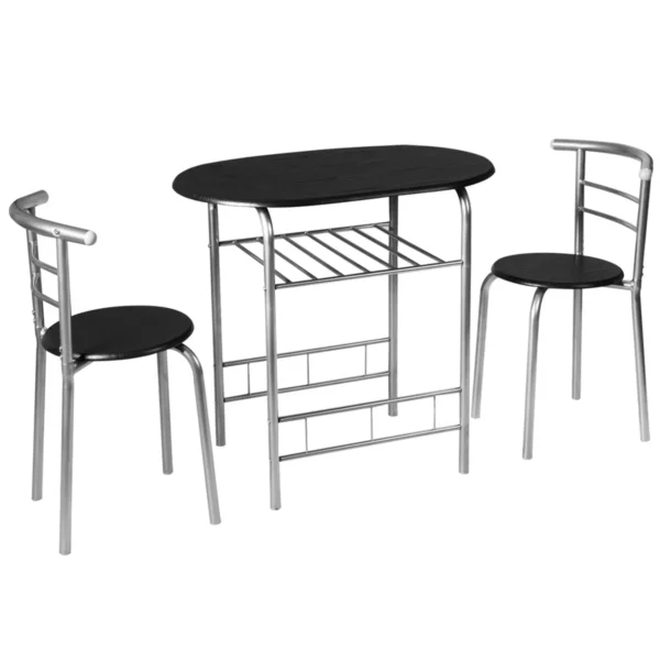 Jídelní set pro 2 osoby, černá | stůl + židle, dokonale zapadne do vaší domácnosti. Dřevěný kulatý stůl a 2 židle lze snadno poskládat