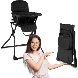 Dětská jídelní židle, Nuco, do 15 kg, Ricokids | černá je pohodlná, má měkké a široké sedátko vyrobené z materiálu příjemného na dotek.