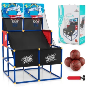 Dětský basketbalový set, trenažér | 4 míče + pumpa jistě ocení všichni mladí milovníci basketbalu. Můžete jej postavit i přímo v dětském pokoji.
