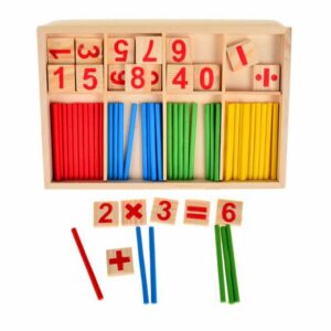 Edukační Montessori sada pro učení počítání | 74 ks vyrobená ze dřeva. Ideální pro učení se základů matematiky. Učení hrou.