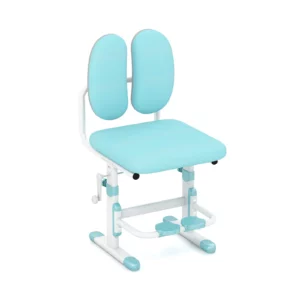 Ergonomická, výškově nastavitelná dětská židle | modrá, má dvojitou zádovou opěrku, která pomáhá dobře přiléhat k zakřivení zad dětí.