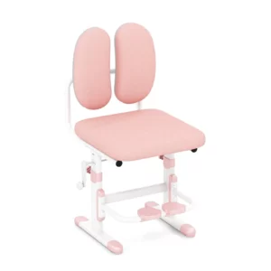 Ergonomická, výškově nastavitelná dětská židle | růžová, má dvojitou zádovou opěrku, která pomáhá dobře přiléhat k zakřivení zad dětí.