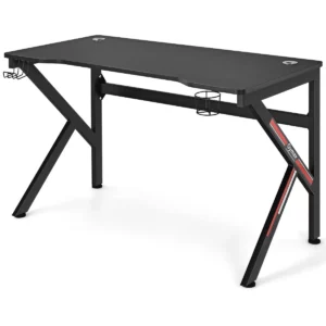 Herní stůl ve tvaru K, černý | 110 x 60 x 74 cm, se vyznačuje ultra stabilním a robustním designem nohou ve tvaru K, který splňuje požadavky každého hráče.