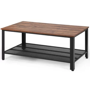 Konferenční stolek, 106 x 60 x 45 cm | přírodní dřevo, v retro stylu je pro vás tou správnou volbou. Má velkou stolovou desku a polici na odkládání.