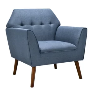 Křeslo s dřevěnýma nohama, 76 x 74 x 84 | modré, je navrženo s pohodlnějšími detaily, včetně širokého, ergonomického opěradla.