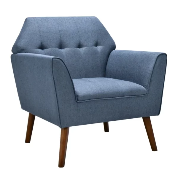 Křeslo s dřevěnýma nohama, 76 x 74 x 84 | modré, je navrženo s pohodlnějšími detaily, včetně širokého, ergonomického opěradla.