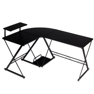 Počítačový stůl ve tvaru L, černý | 112 x 147 cm, se perfektně hodí do každého rohu vaší kanceláře a studovny. Lze jej rozdělit na dva samostatné stoly.